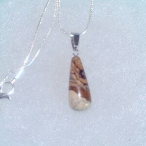 Boho hippie Picture Jasper Sterling Silver Necklace 18”